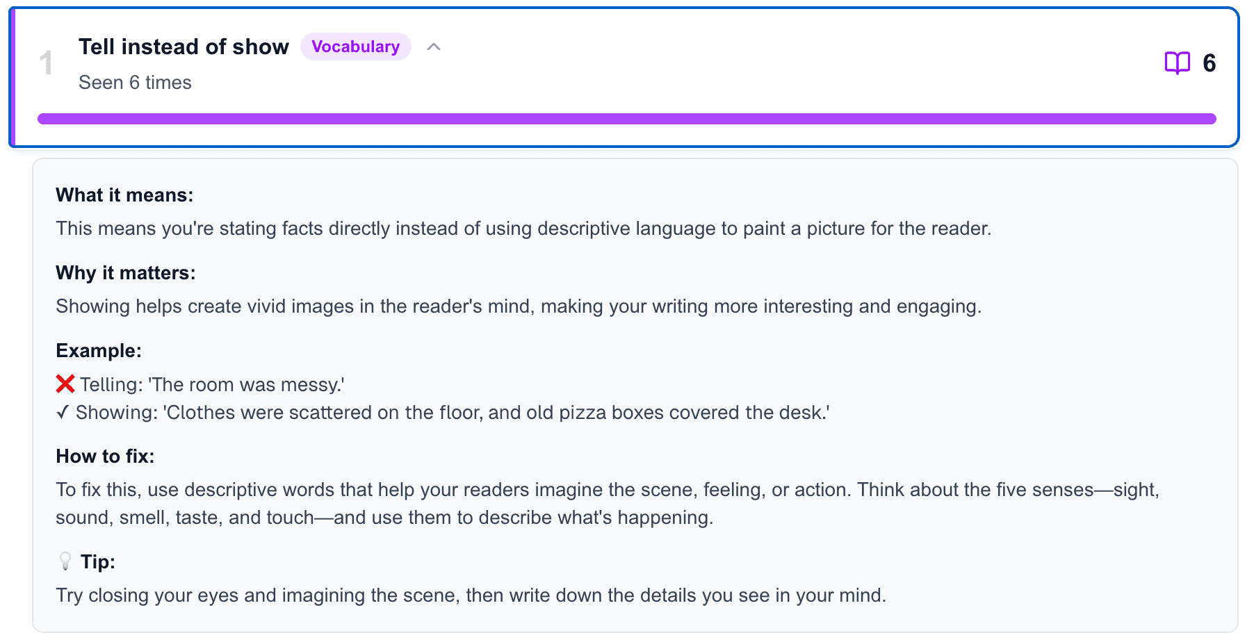 Tell instead of show