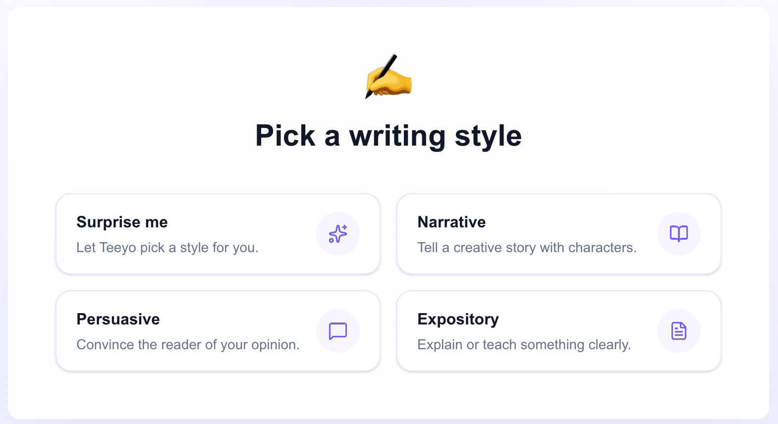 Pick a writing style